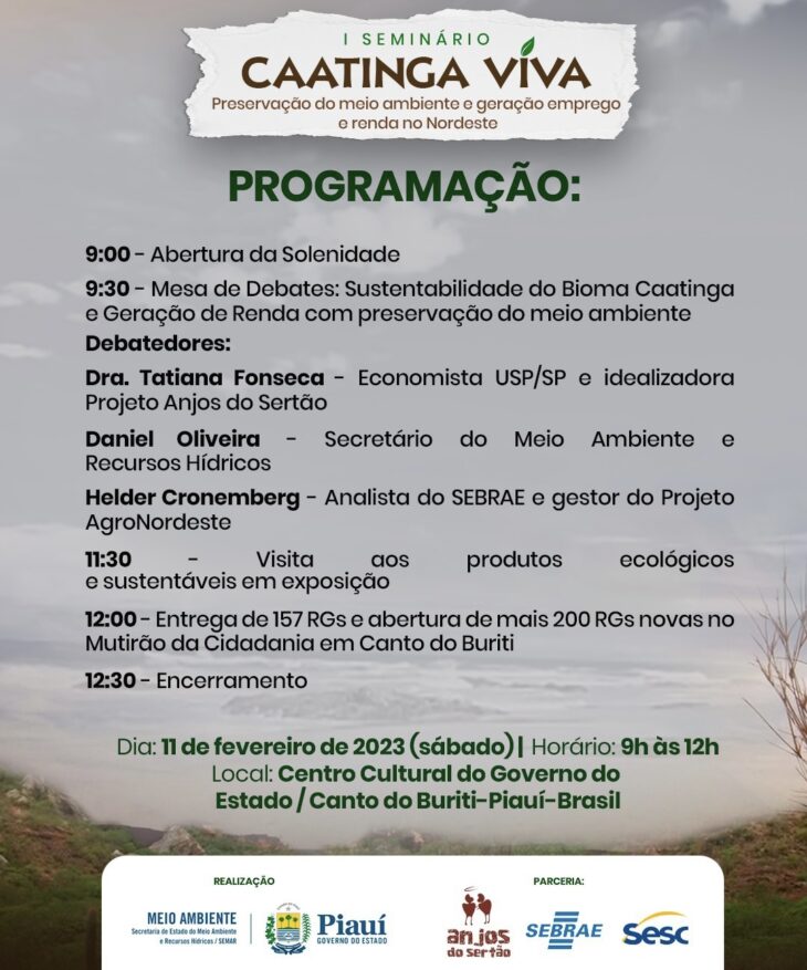 Seminário Caatinga Viva vai discutir meio ambiente e crescimento sustentável