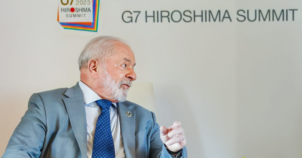 Lula durante a cúpula do G7 em Hiroshioma. Presidente teve 11 reuniões bilatreais, mas encontro com Joe Biden e Volodimir Zelensky não ocorreram.