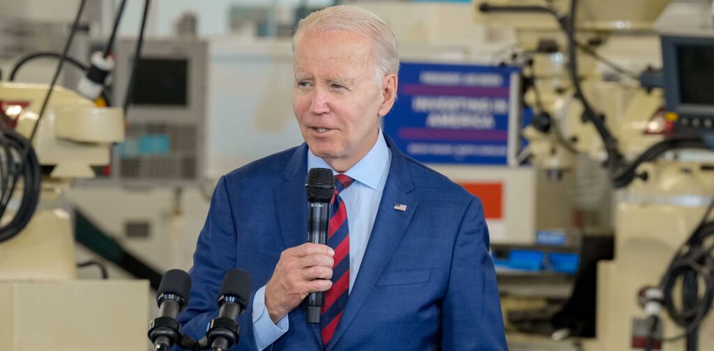 Presidente Joe Biden discursa durante evento na capital Washington.