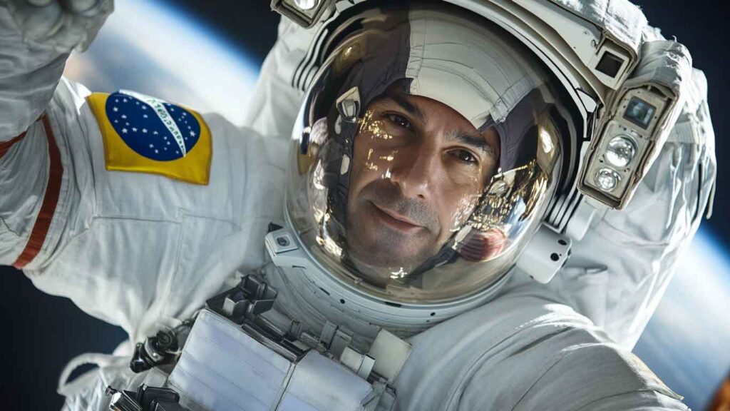 Ilustração de um astronauta do Brasil representando o Programa Espacial Brasileiro e a ALADA