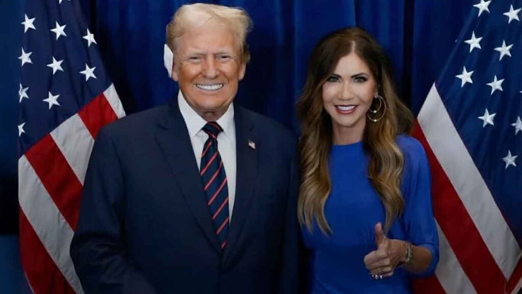 Kristi Noem e o presidente Donald Trump