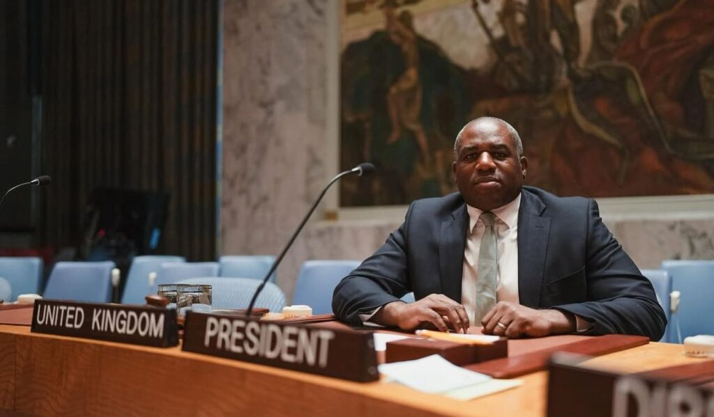 ministro das relações exteriores, David Lammy.