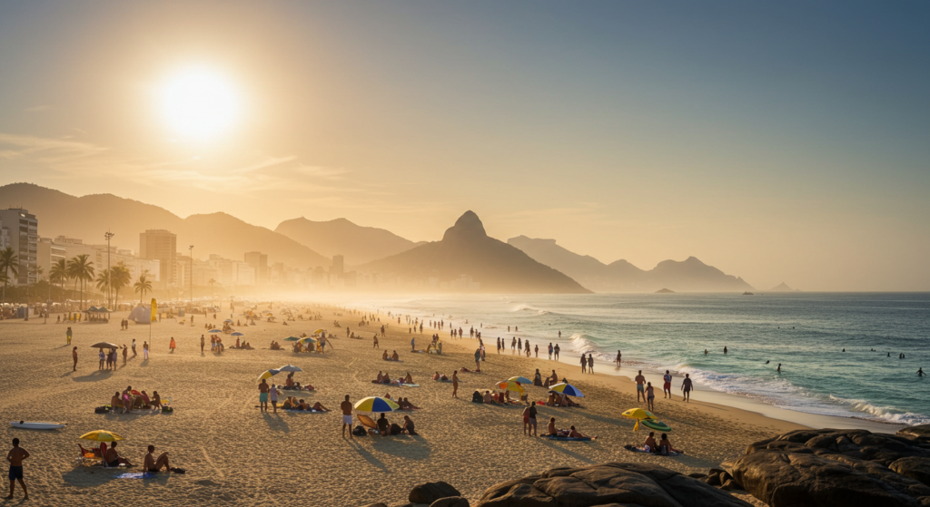 Praias do Rio de Janeiro, calor 44 graus.