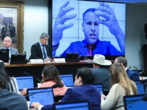 ** Ministro Moraes durante julgamento de Eduardo Tagliaferro por crimes eleitorais.